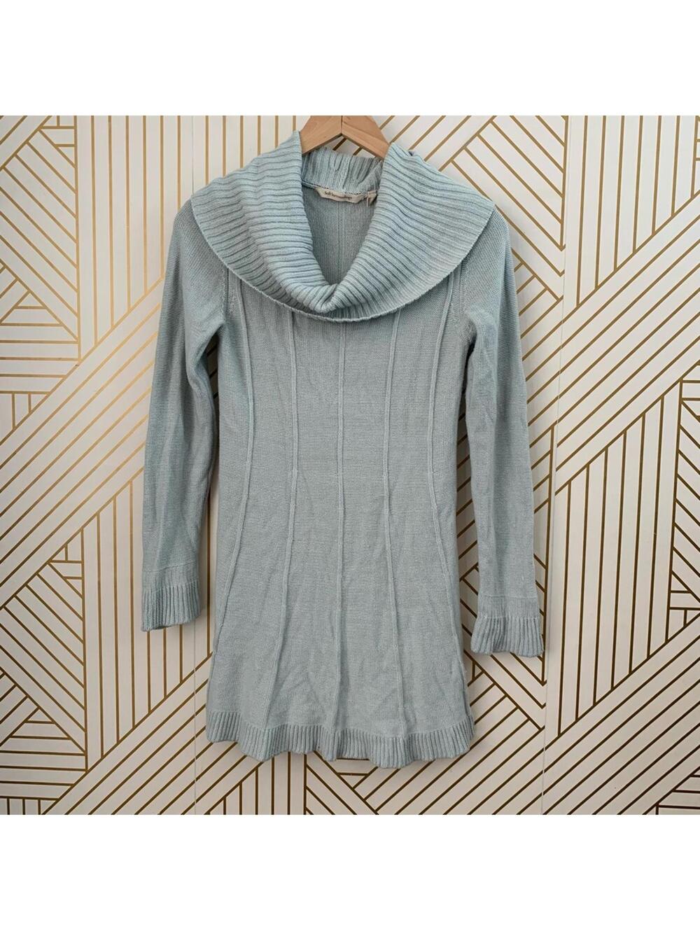Soft Surroundings cotton blend Cowl Neck Tinsley Sweater Tunic ribbed boho XS